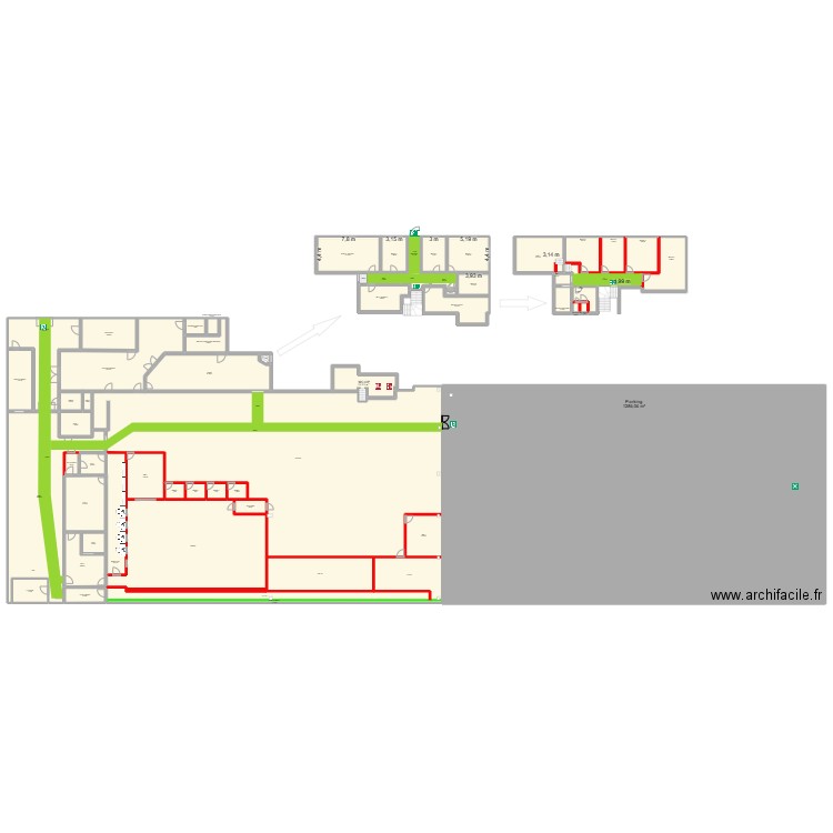 Ghlin Quote. Plan de 59 pièces et 3244 m2