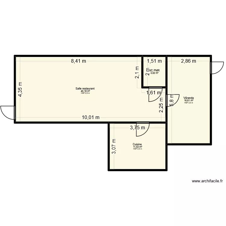 Plan avant travaux v2. Plan de 4  et 71 m²