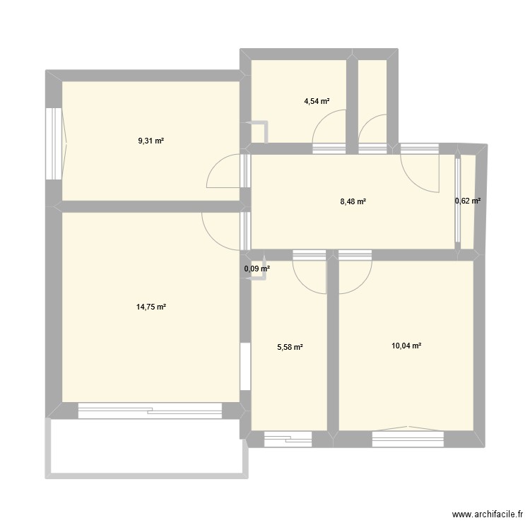 Palavas. Plan de 8 pièces et 53 m2