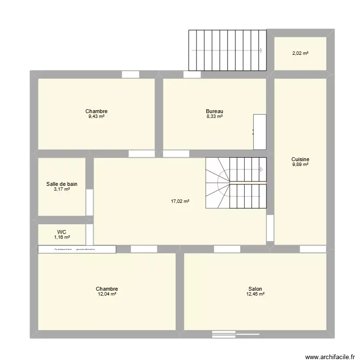 Maison étage 1. Plan de 9 Pièces et 76 m² Maison étage 1. Plan de 9 Pièces et 76 m²
