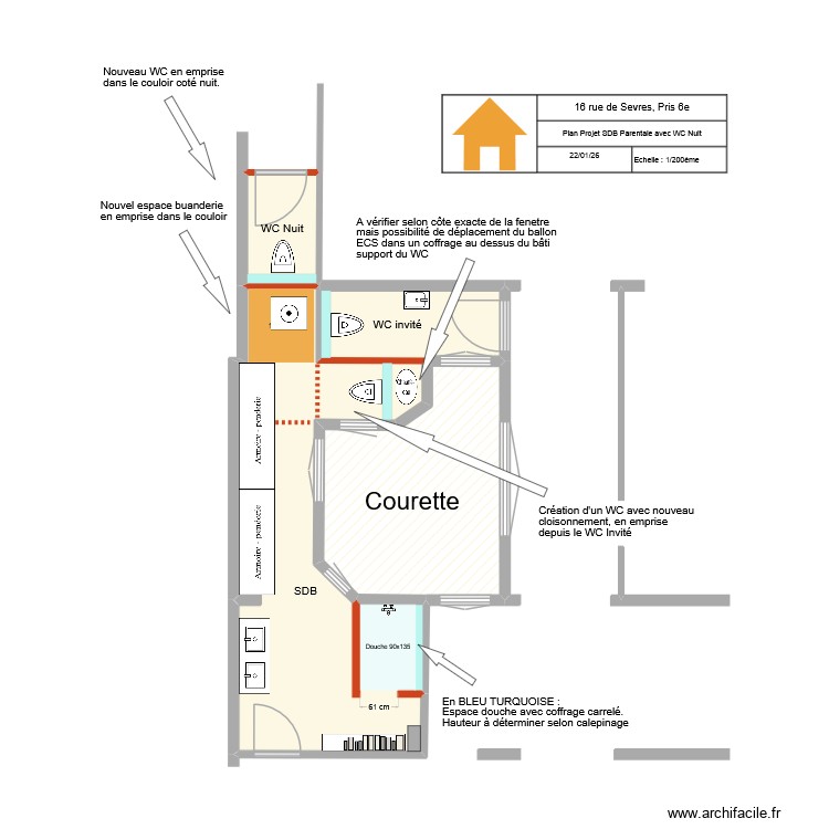 16 Sevres SDB Parentale avec WC Nuit. Plan de 0 pièce et 0 m2