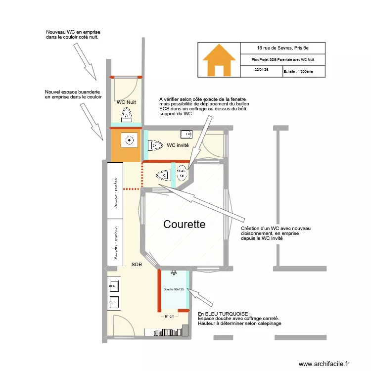 16 Sevres SDB Parentale avec WC Nuit. Plan de 4  et 27 m²