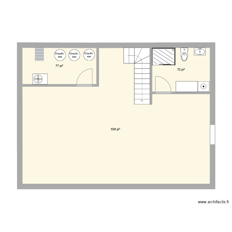 776-soussol. Plan de 3 pièces et 66 m2