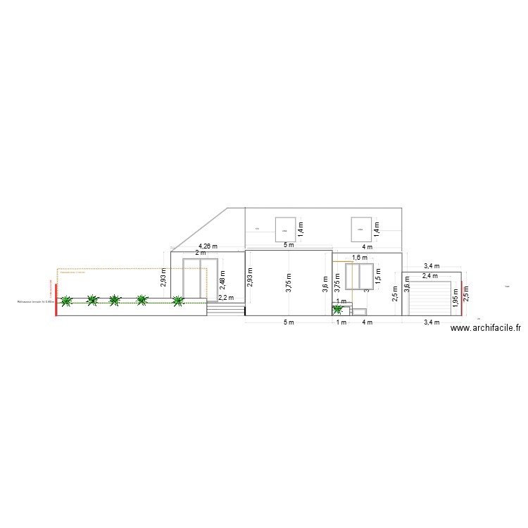 coupe BB elevation sud. Plan de 0 pièce et 0 m2