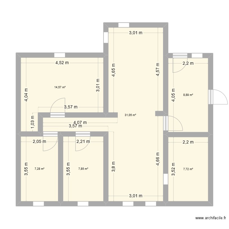 craon. Plan de 6 pièces et 77 m2