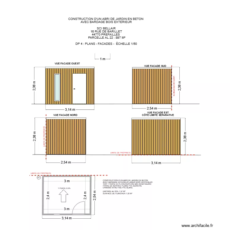DP 4 SCI BELAIR. Plan de 1 pièce et 7 m²