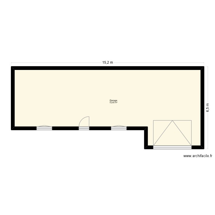 garage. Plan de 1 pièce et 72 m2