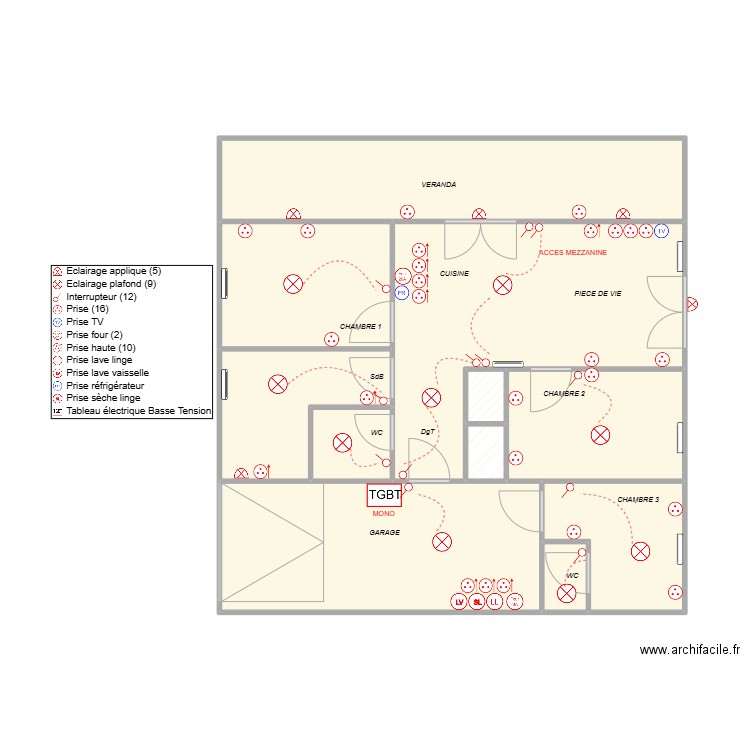 GUIGNEBERT (ISMAEL). Plan de 11 pièces et 80 m2