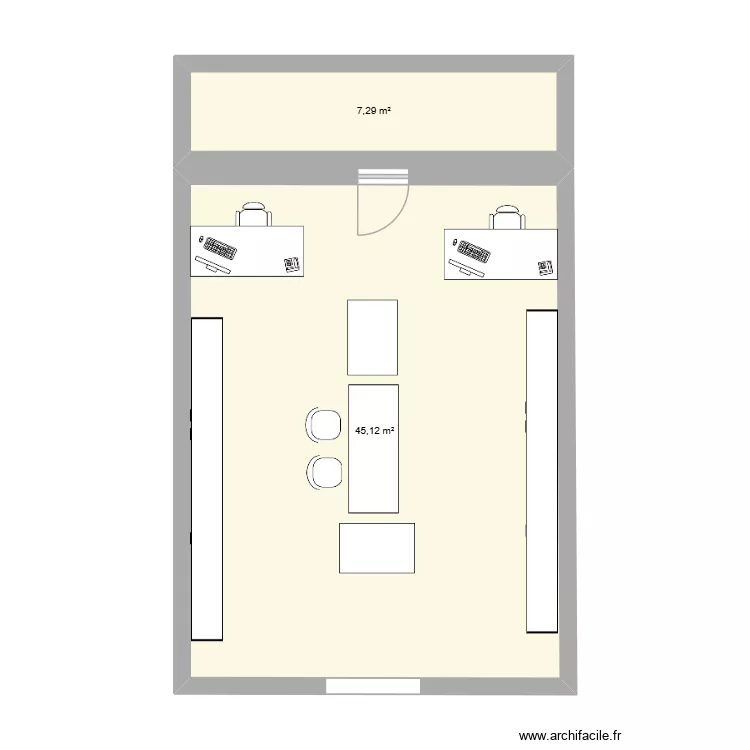 magasin. Plan de 2  et 52 m²