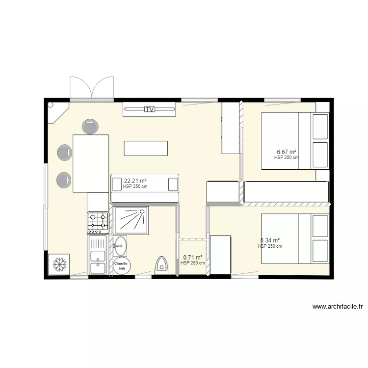 chalet 40 m2. Plan de 