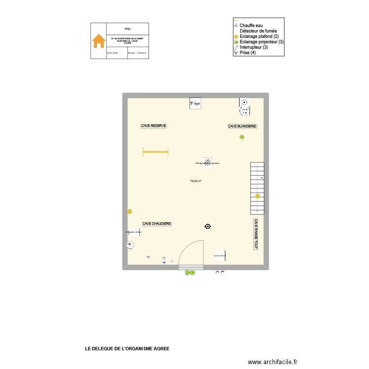 PLAN HABITATION DE WAULSORT CAVES2. Plan de 1 pièce et 74 m2
