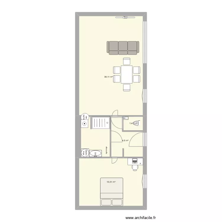 RDC V5. Plan de 4 Pièces et 60 m² RDC V5. Plan de 4 Pièces et 60 m²