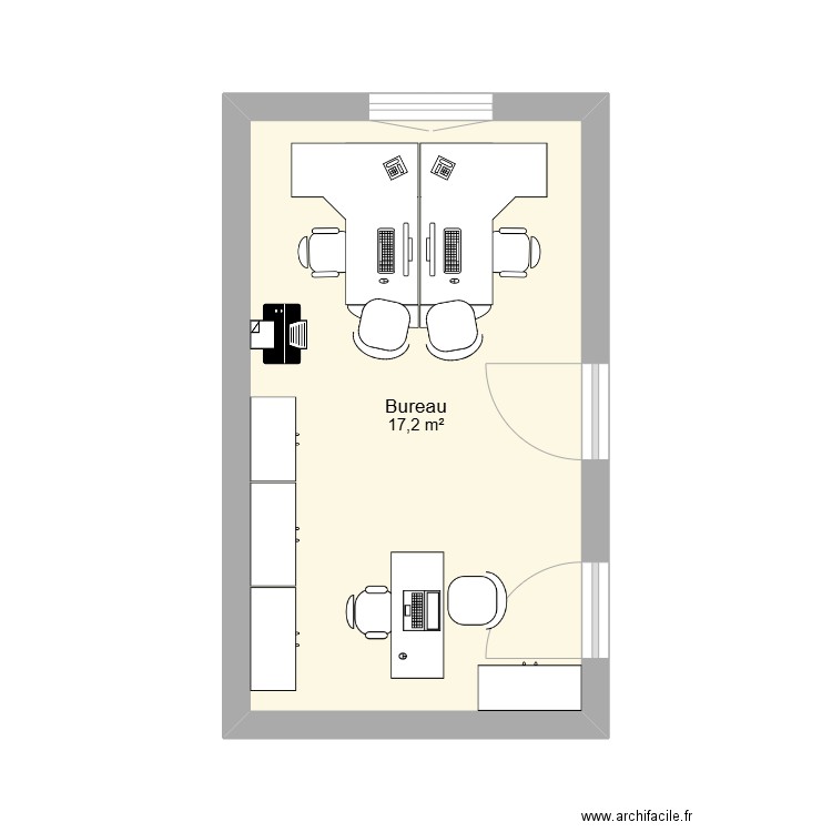 BUREAU. Plan de 1 pièce et 17 m2