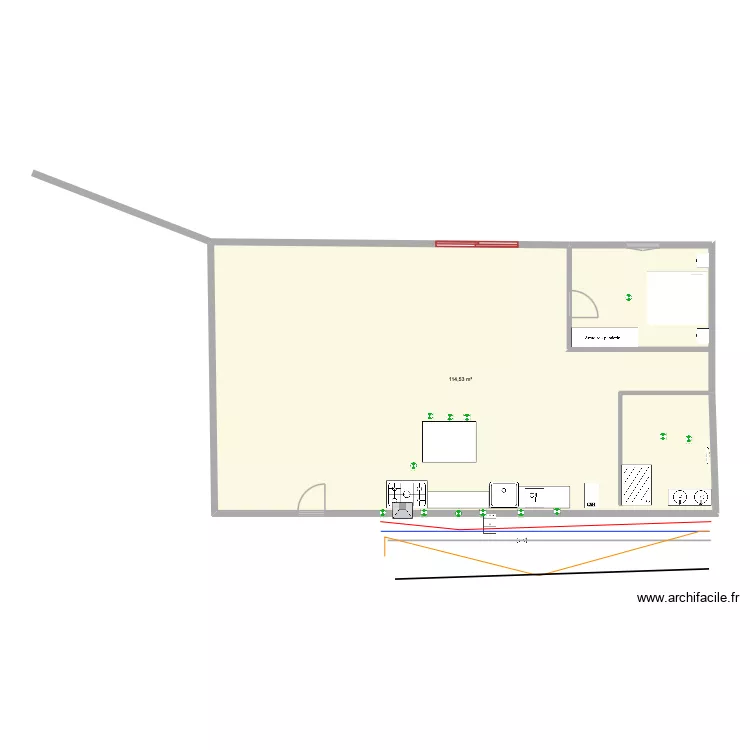 maison. Plan de 1  et 115 m²