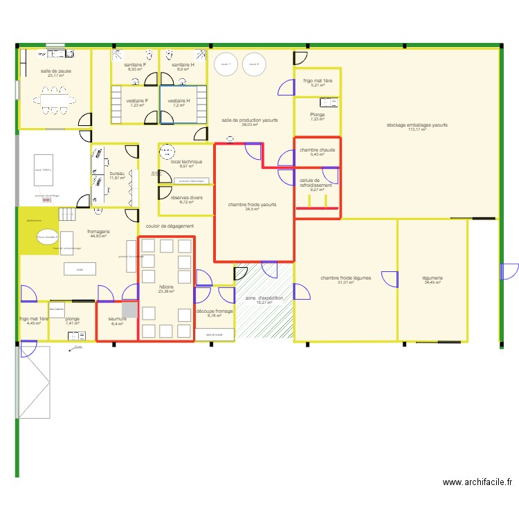 Plan générale D S I Agri officiel. Plan de 25 pièces et 521 m2