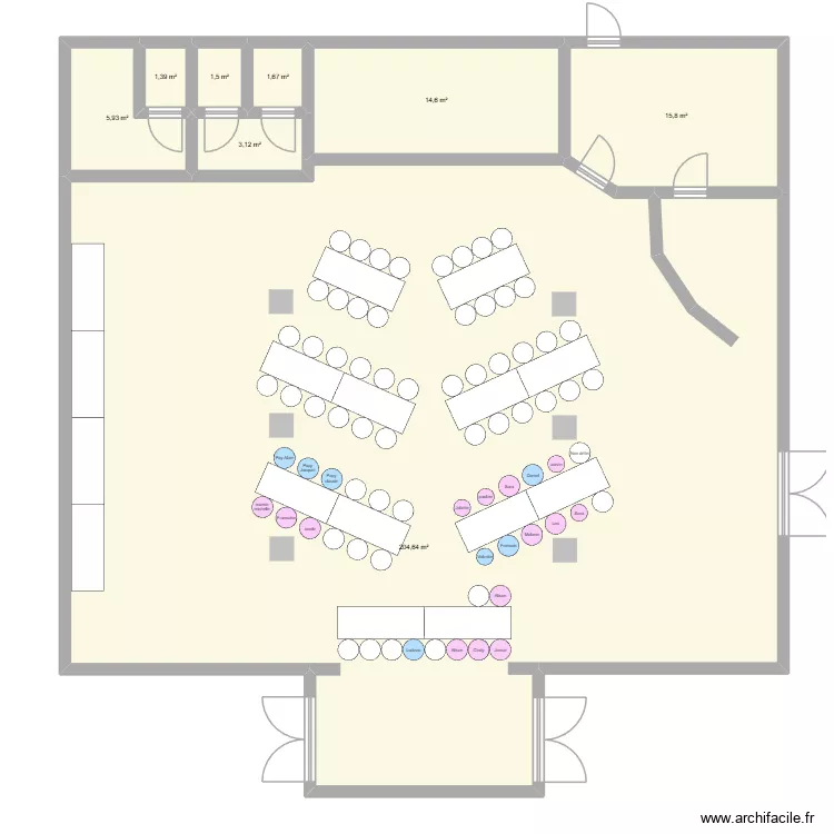 plan de table tre. Plan de 8  et 249 m²