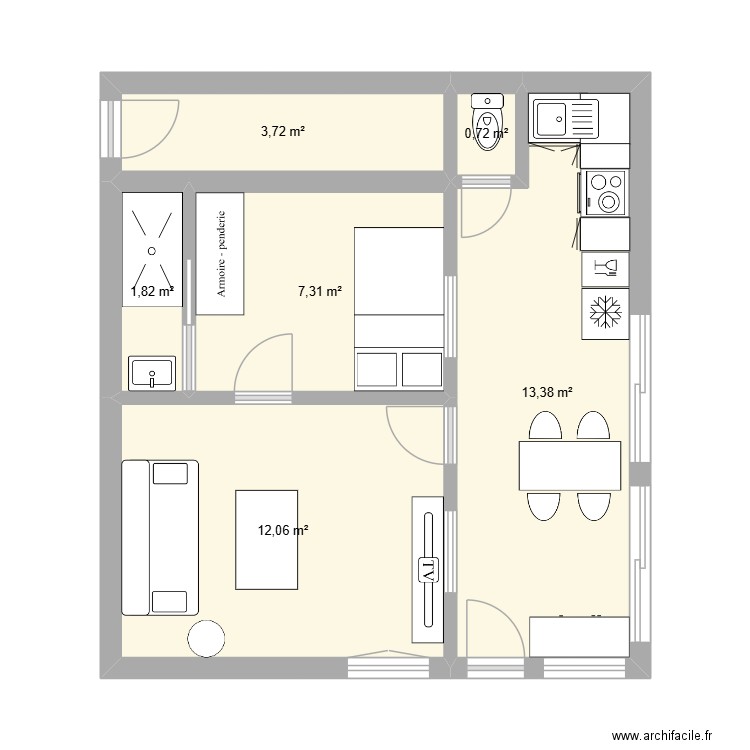 LA ROCHE. Plan de 6 pièces et 39 m2