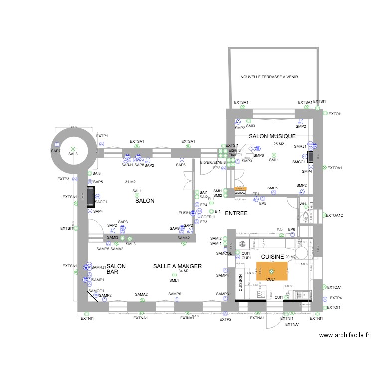 manoir rdc. Plan de 0 pièce et 0 m2