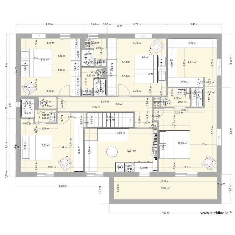perols haut 13 07 1. Plan de 16 pièces et 110 m2