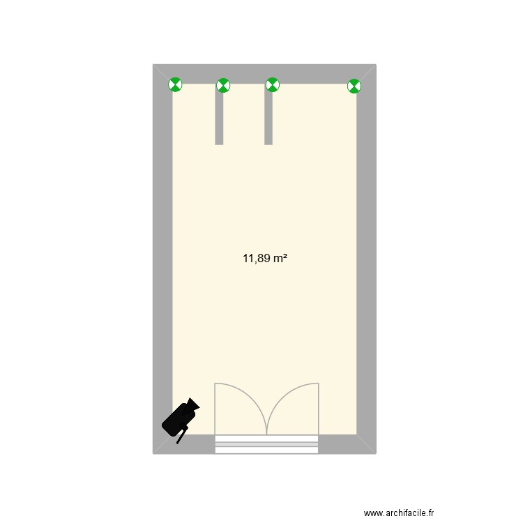 truck. Plan de 1 pièce et 12 m2