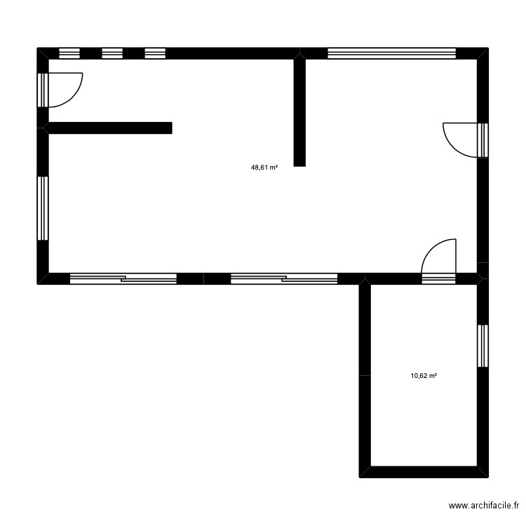 Projet_Eco_Brute. Plan de 2 pièces et 59 m2