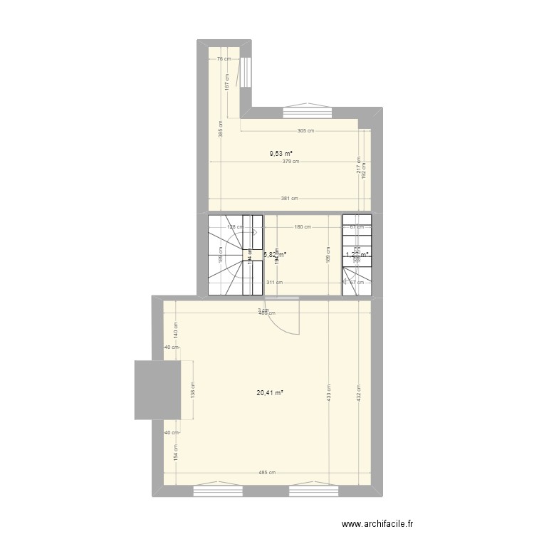 34 RDB 1er étage - Source du 19/02/2024. Plan de 4 pièces et 37 m2