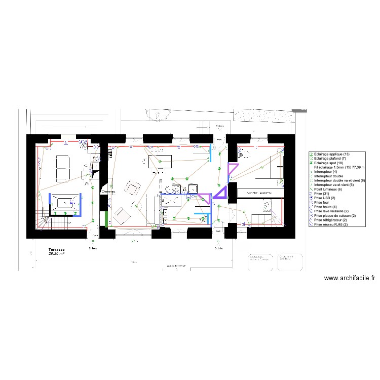Montévrain aménagement RDC électrique. Plan de 0 pièce et 0 m2