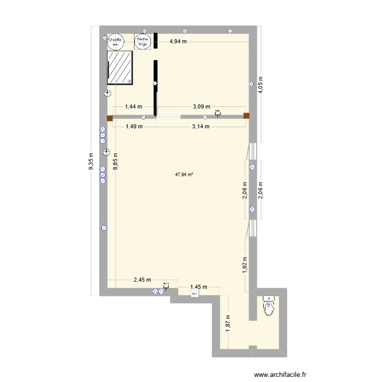 F2 TRIPLEX électricité. Plan de 1 pièce et 48 m2
