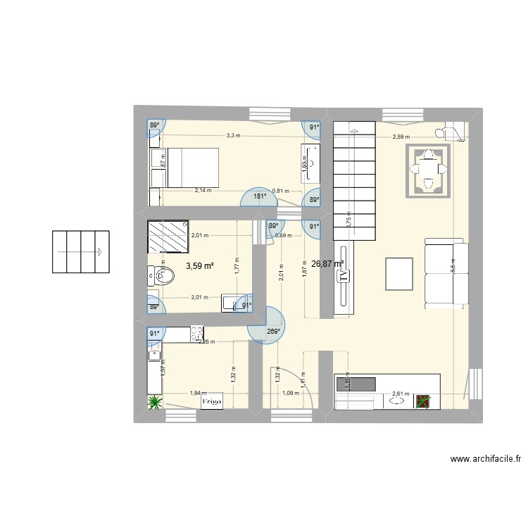 bas castellare 2. Plan de 2 pièces et 30 m2