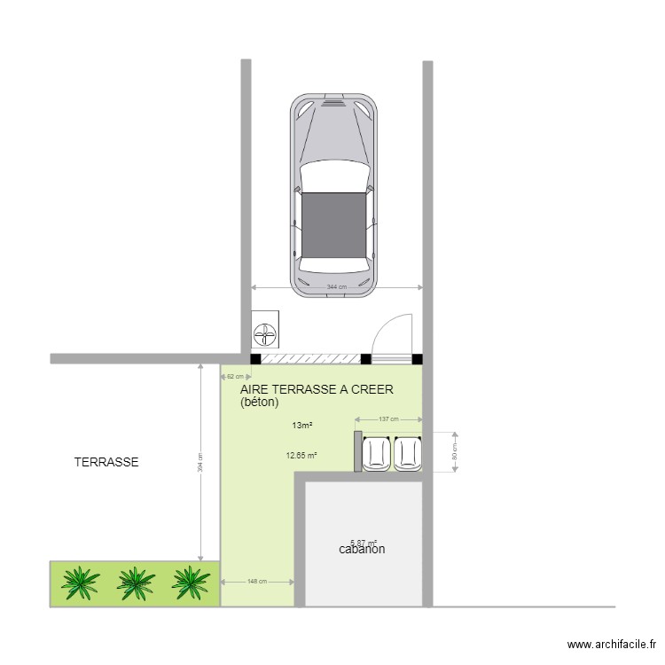 NAVARRO. Plan de 3 pièces et 22 m2