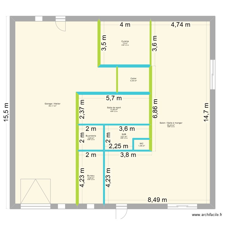 Maison Buxières. Plan de 9 pièces et 222 m2