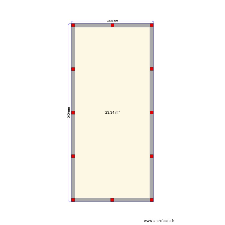 Сваи 7,6х3,5. Plan de 1 pièce et 23 m2