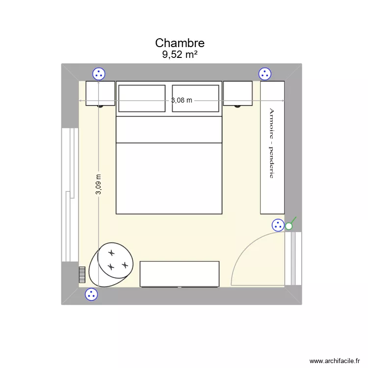 Chambre Sanary. Plan de 1 et 10 m² Chambre Sanary. Plan de 1 et 10 m²