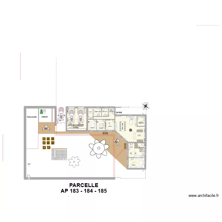Maison neuve terrain poules 2. Plan de 15 Pièces et 283 m²