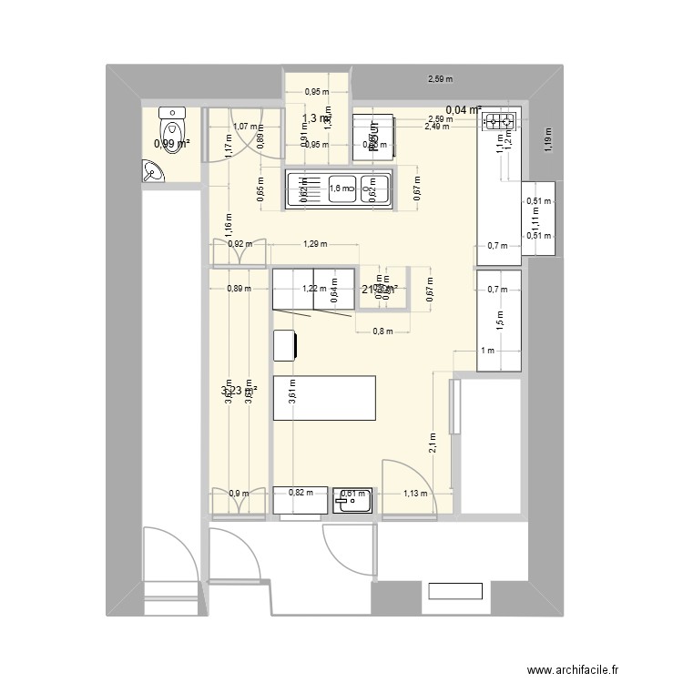 labo3. Plan de 5 pièces et 27 m2