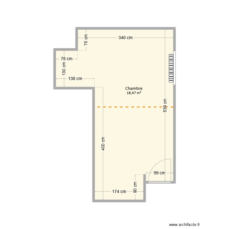 Grand - Chambre. Plan de 1 pièce et 18 m2