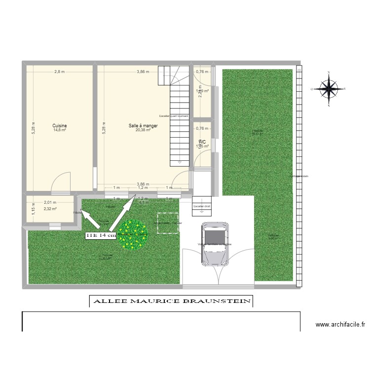 plan de masse. Plan de 5 pièces et 41 m2