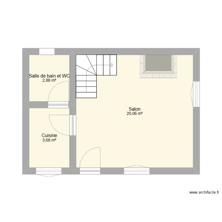 LARIVIERE. Plan de 3 pièces et 27 m2