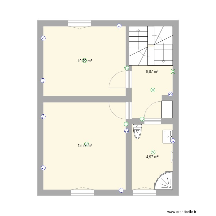 Aigre étage projet (non définitif). Plan de 4 pièces et 36 m2