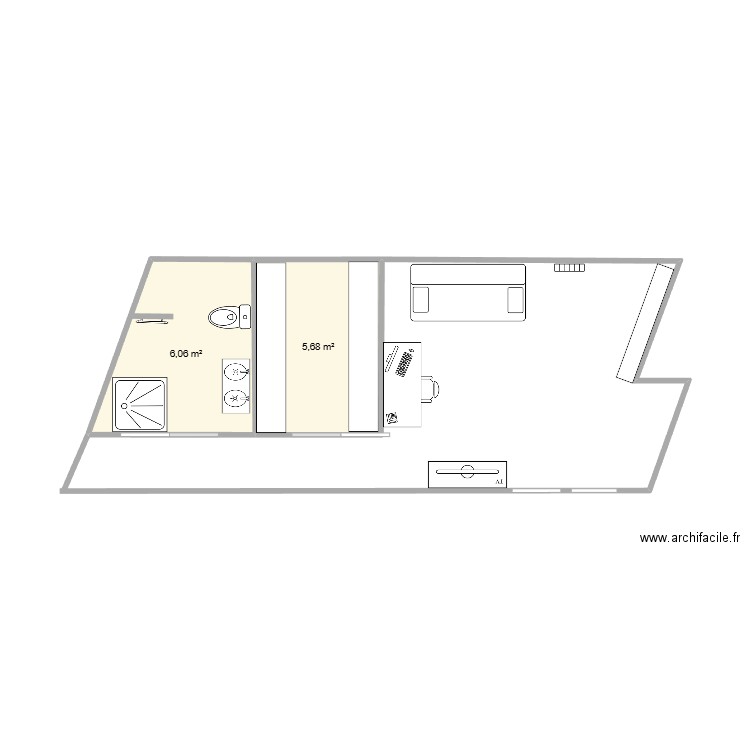 travaux étage. Plan de 2 pièces et 11 m2
