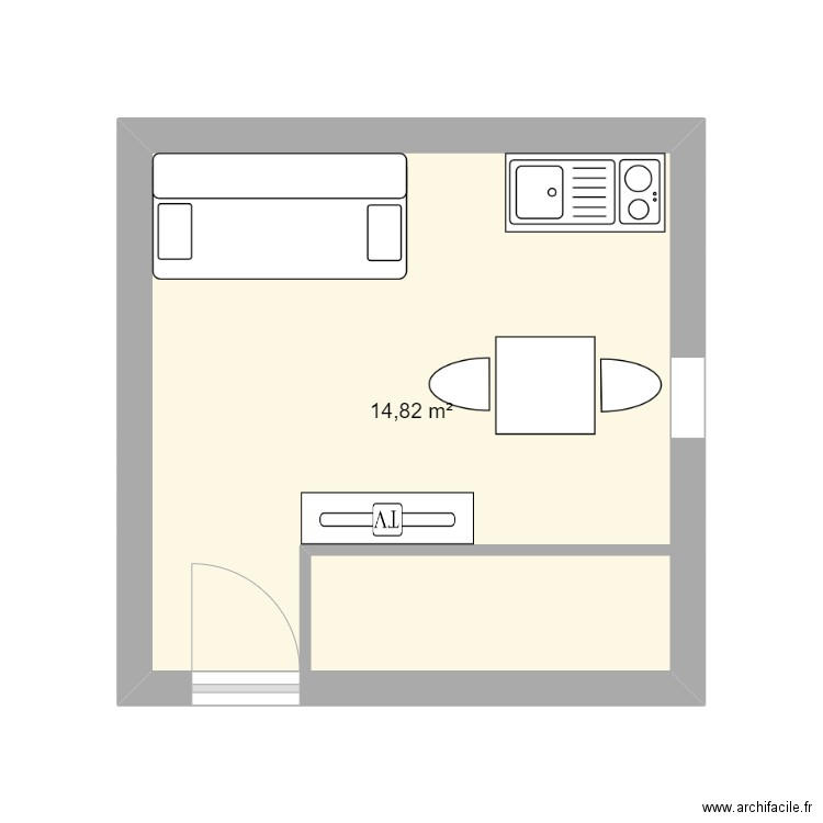 airbnb mat. Plan de 1 pièce et 15 m2