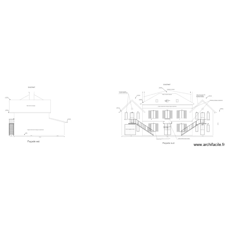 Façade sud et est existant 2. Plan de Façade sud et est existant 2. Plan de