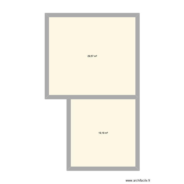 Cour Danton. Plan de 2 pièces et 49 m2