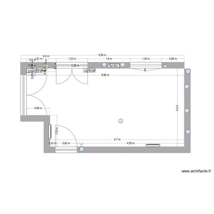 RDC. Plan de 6  et 92 m²