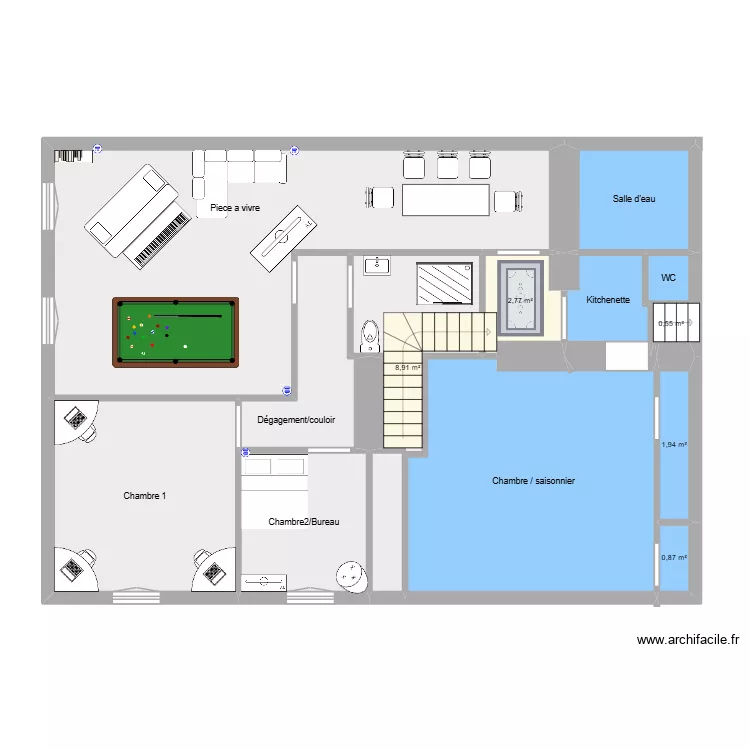 Maison a William. Plan de 13  et 111 m²