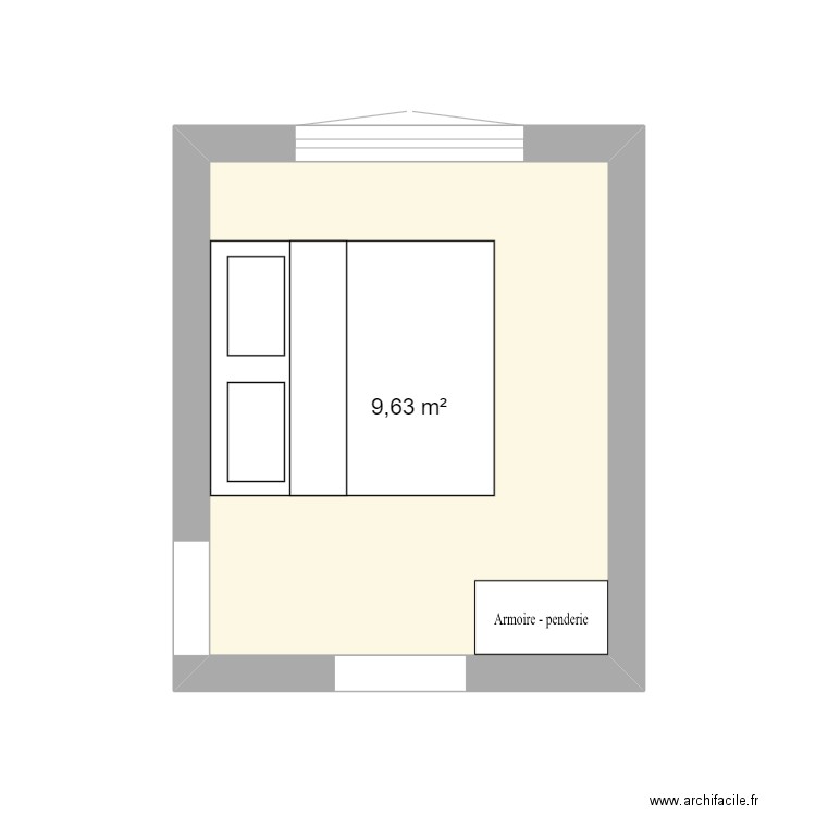 chambre RdC HC. Plan de 1 pièce et 10 m2