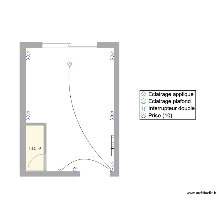 SALON/ PLAN ELECTRIQUE. Plan de 1 pièce et 2 m2