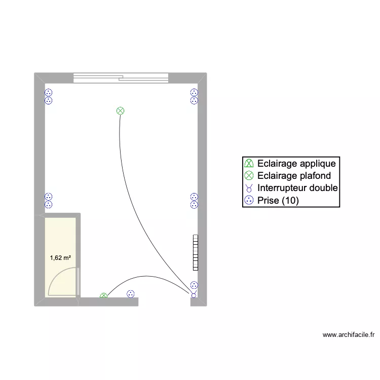 SALON/ PLAN ELECTRIQUE. Plan de 1 pièce et 2 m²