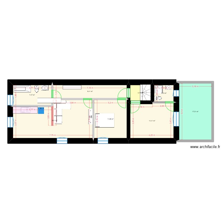 arles. Plan de 8 pièces et 93 m2