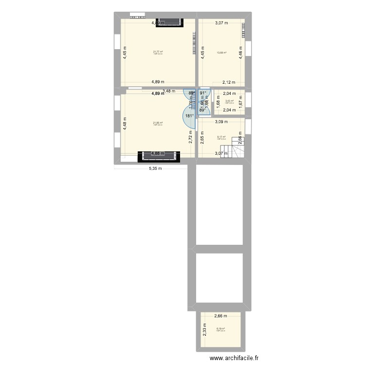 picot RDC. Plan de 7 pièces et 77 m2